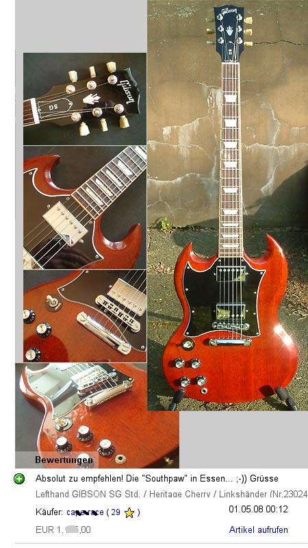 Lefthand GIBSON SG, standard / cherry red